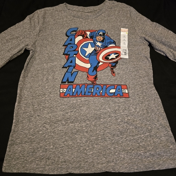 Jumping Beans Boys NWT Captain America Long Sleeve Graphic T-Shirt Gray Size 12 - Picture 4 of 7